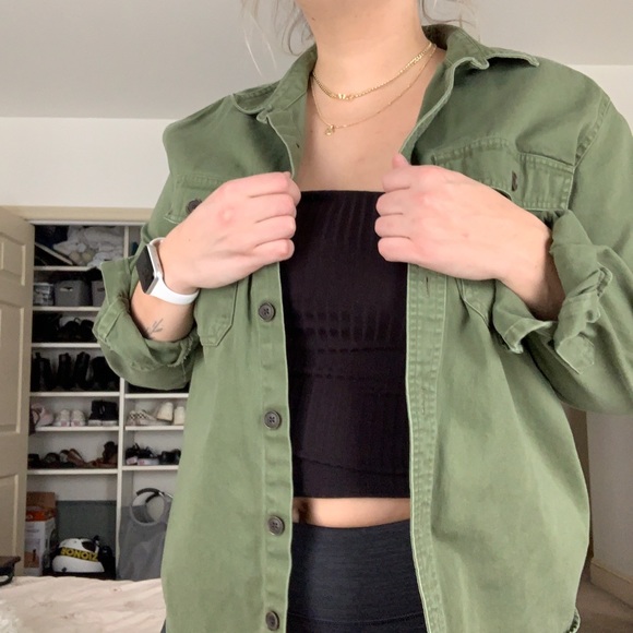 Tops - F21 Army Green Button Up